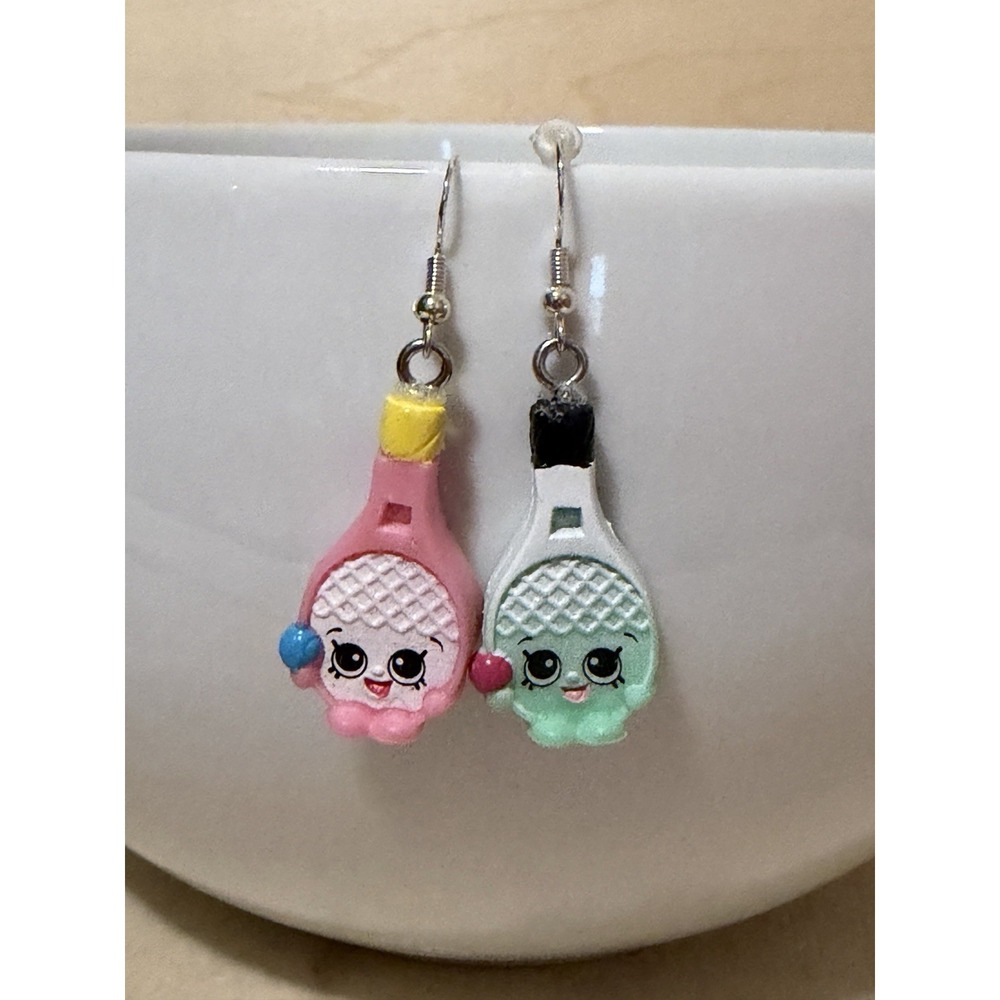 Tennis Racket Shopkins Upcycled Earrings Sterling